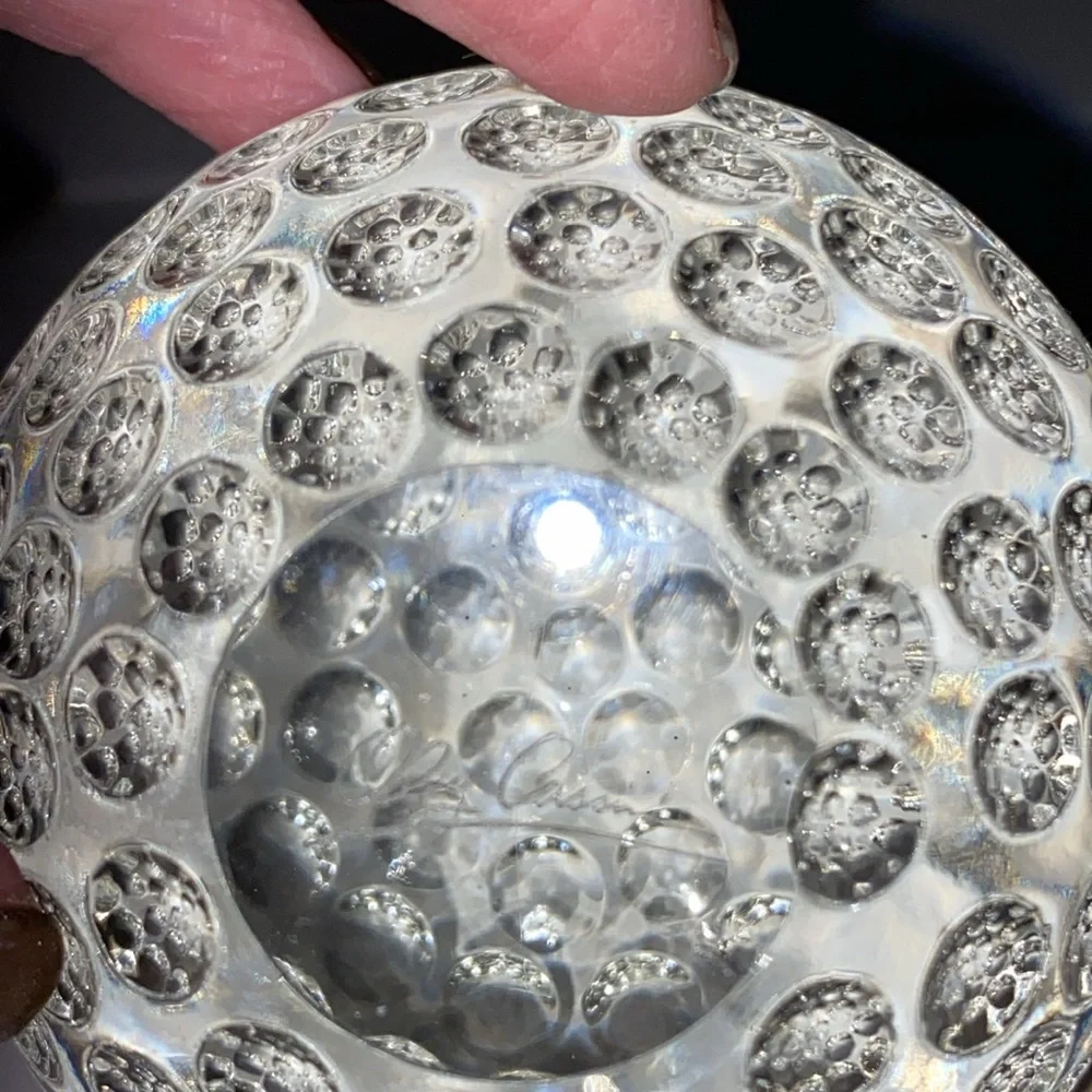 OLEG CASSINI CRYSTAL GOLF PAPER WEIGHT CLEAR GOLF BALL, - Picture 2 of 5
